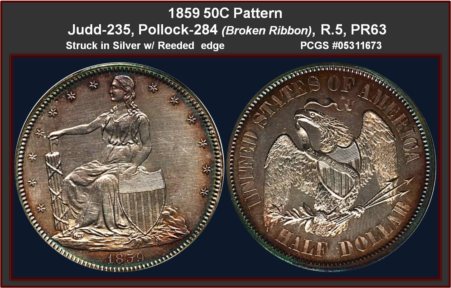 J-235 50C Seated Liberty with fasces Eagle Reverse Silver